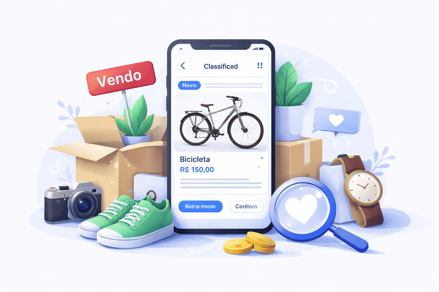Tela de classificados no app Jane